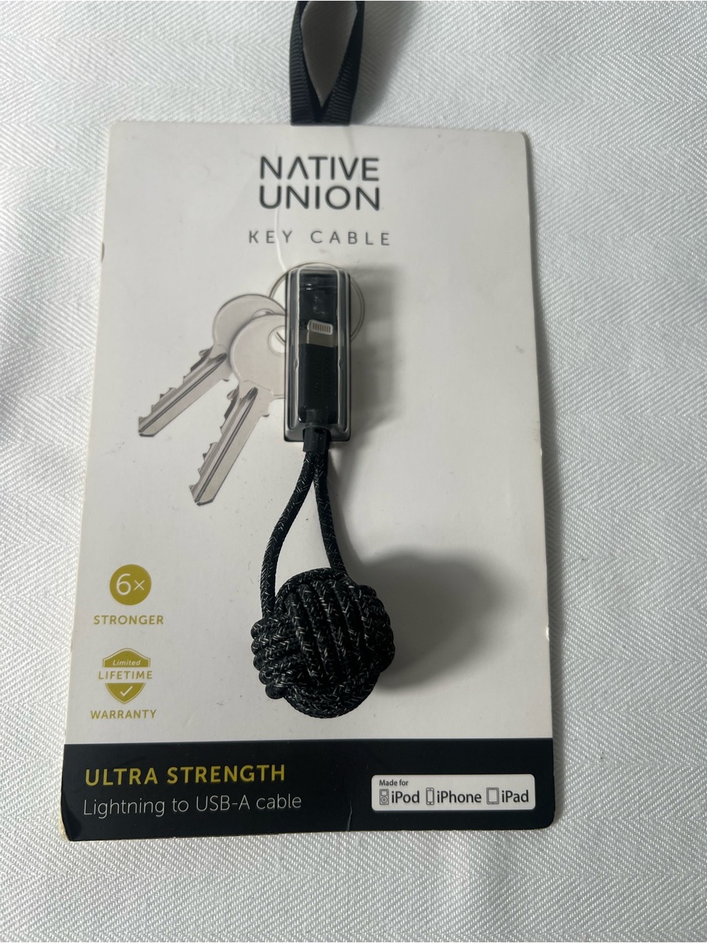 Native Union Black Key Cable Lightning to USB-A – Braided Portable Charger